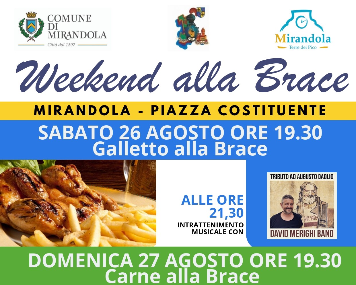 SABATO 26 E DOMENICA 27 AGOSTO TORNA A MIRANDOLA IL WEEKEND ALLA BRACE